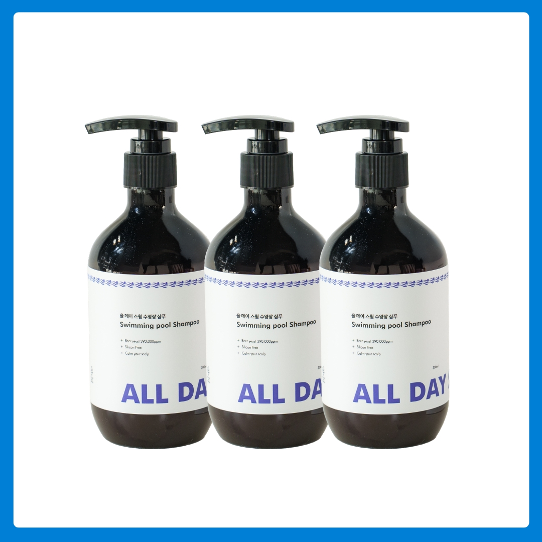 올데이스윔 수영장 염소제거 탈모완화 약산성 맥주효모 수영샴푸 300ml, 3개 - 상품 이미지