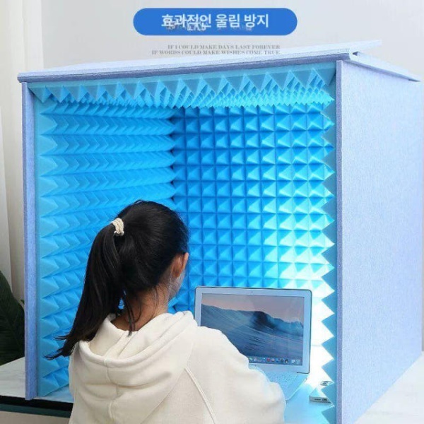 프리미엄 가정용 미니 방스 이동식 작업실 간이부스 보컬 책상 60x60x60 회색+내부 회색 전문가 다른 색상 및 사이즈 도 맞춤 제작 - 상세 이미지 4