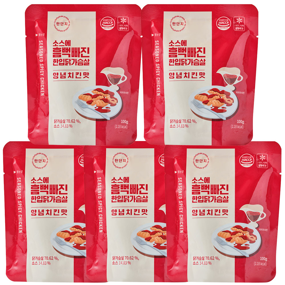[탄단지] 소스 흠뻑빠진 한입 닭가슴살 양념치킨맛, 100g, 5개 - 상품 이미지