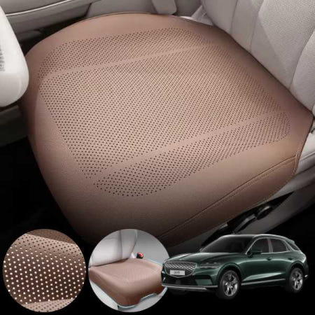 일렉트리파이드 GV70 차량용 럭셔리 가죽 방석 통풍 시트 커버 로열 브라운 1개