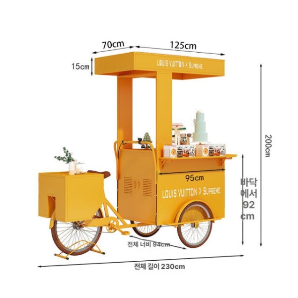 프리미엄 이동식 플리마켓 가판대 철제 꽃마차 매대 230cmx94cmx200cm A 230cmx94cmx200cm A 이미지 7