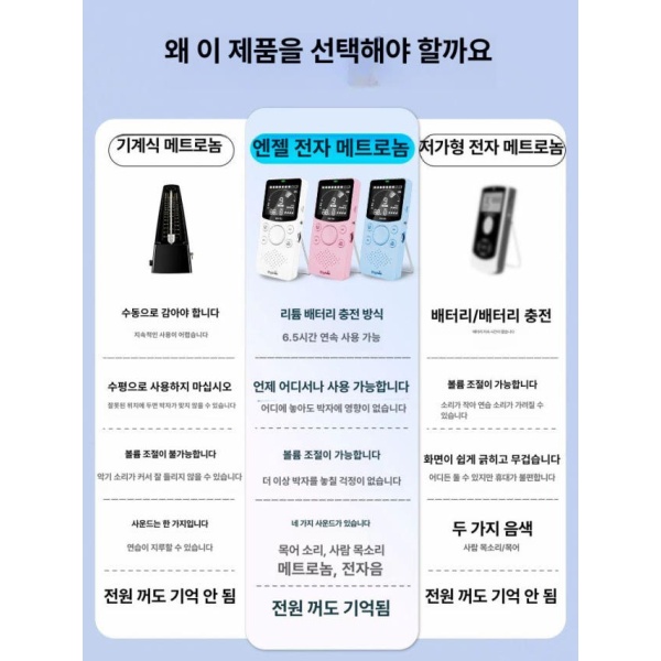 정밀 디지털 전자 메트로놈 미니 피아노 바이올린 210 Li 진주 화이트 240 블랙 - 상세 이미지 2