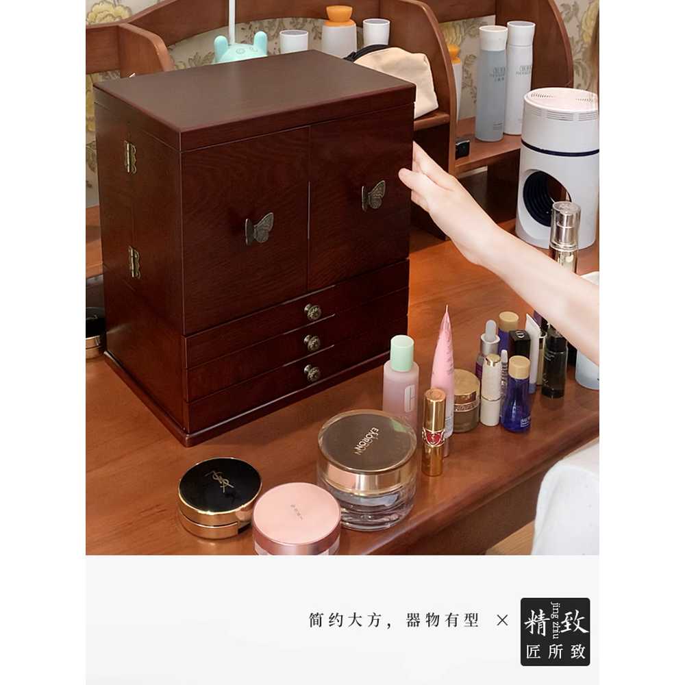 원목 화장품 수납함 보석 화장대 용 제품 거울 보관함 - 상세 이미지 3