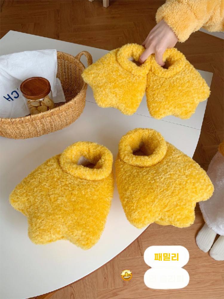 오리발 따뜻한 큰 슬리퍼 겨울 거실 동물 커플 털 여성 - 상세 이미지 5