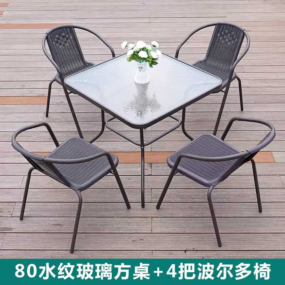 철제 야외 테이블 세트 팔걸이체어 테라스 편의점 80cm 원형 테이블+의자 2개 이미지 6