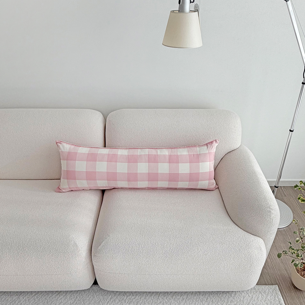 클래식 빅체크 워싱 광목 30수 순면 사각 롱쿠션 긴베개 긴쿠션 바디필로우 커버