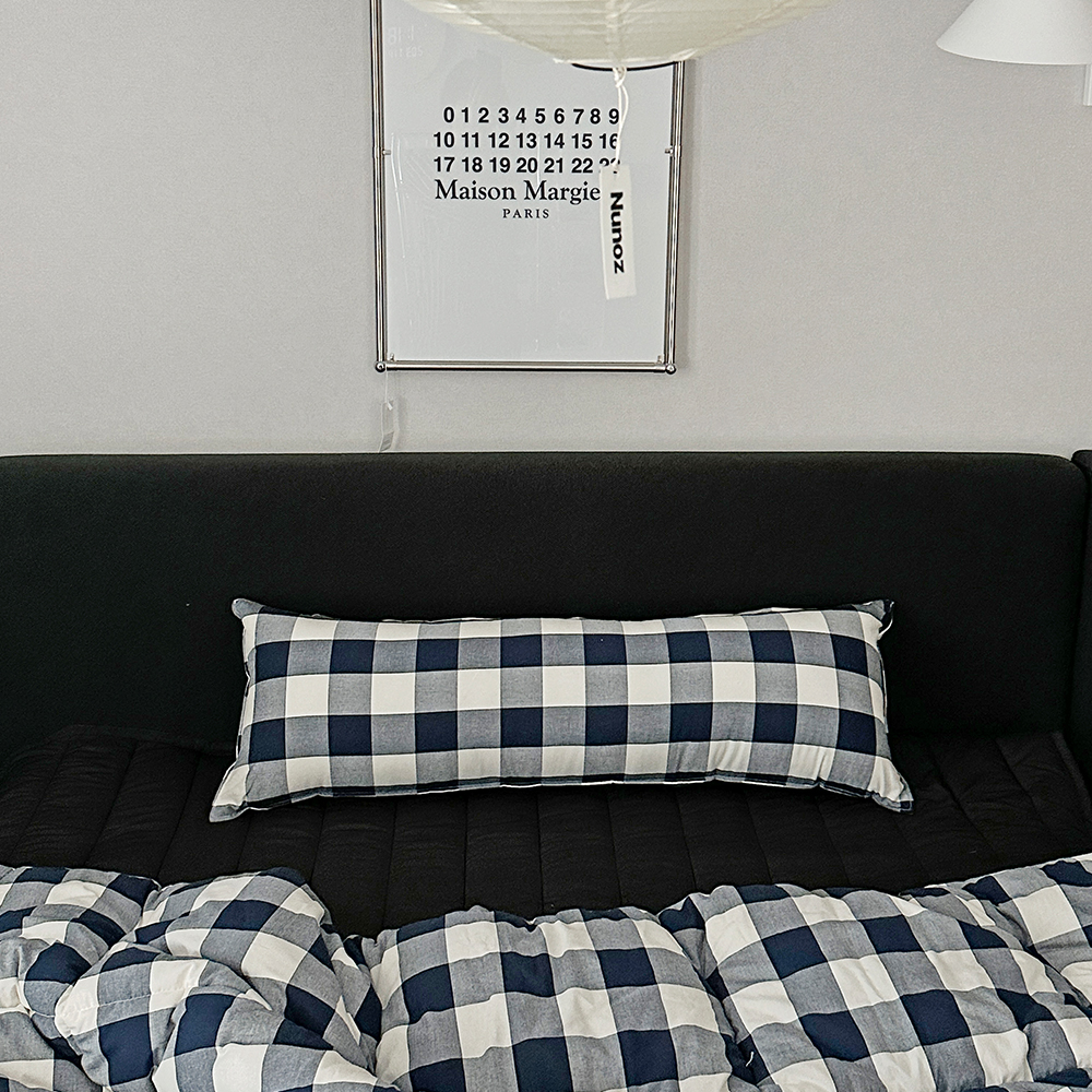 클래식 빅체크 워싱 광목 30수 순면 사각 롱쿠션 긴베개 긴쿠션 바디필로우 커버