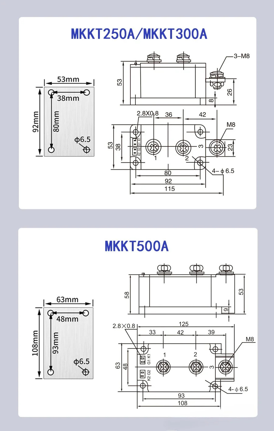 전원 레귤레이터 액세서리 제어 가능실리콘 MKKT70 90 130 180 200 300A 사이리스터
