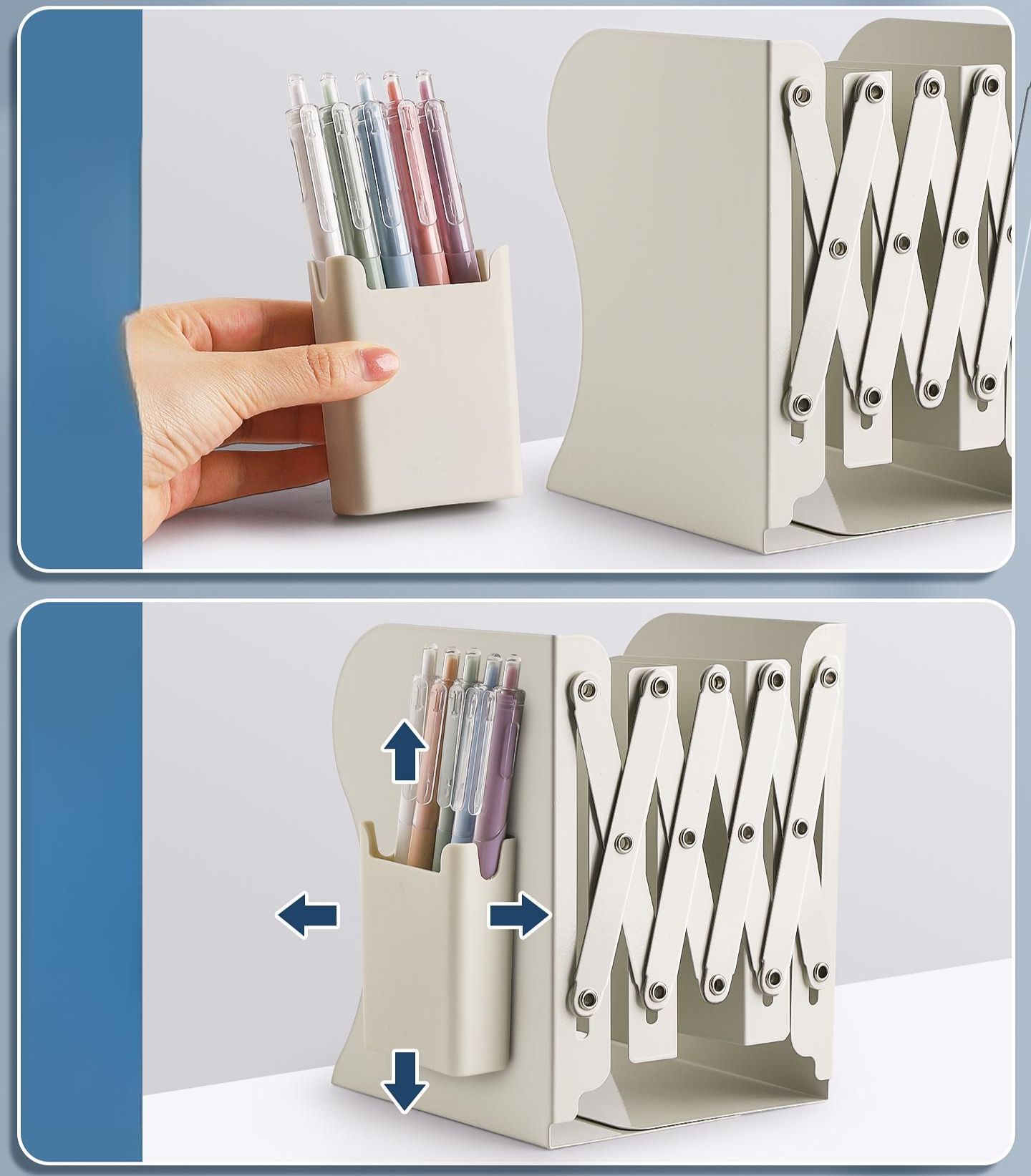 책상 책정리 책꽂이 학생용 홀더 사무실 책수납 선반 정리용 칸 클래식 베이지화이트 - 상품 이미지
