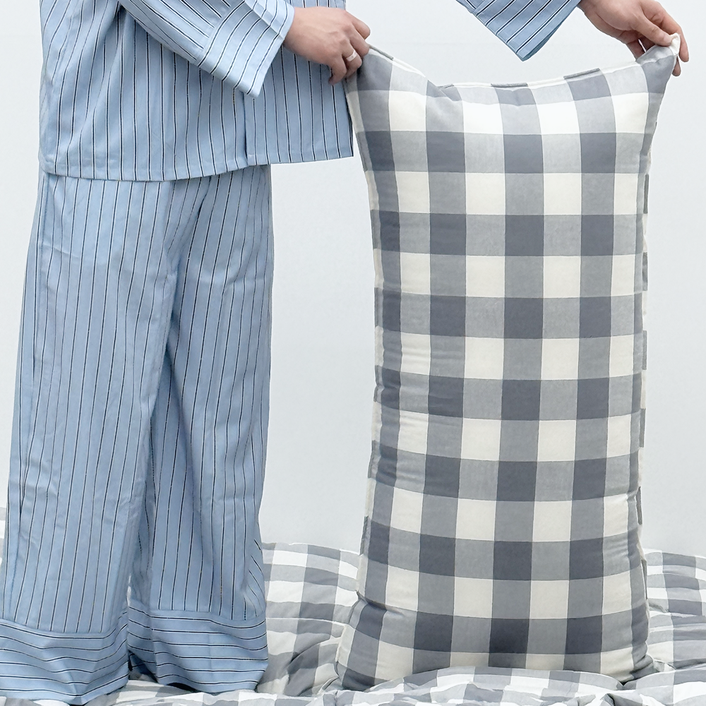 클래식 빅체크 워싱 광목 30수 순면 등받이쿠션 대형베개 등쿠션 커버