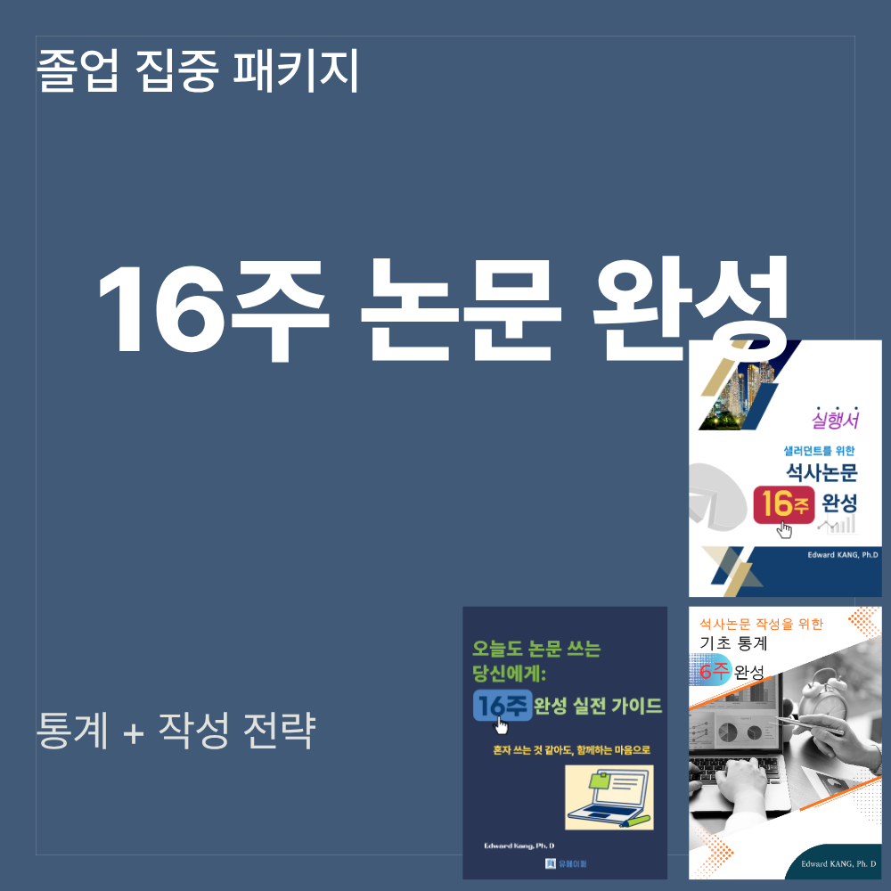 석사논문 16주 완성 통계 패키지 논문 작성·기초통계·연구설계 올인원 대학원 졸업 전략 전자책 이미지