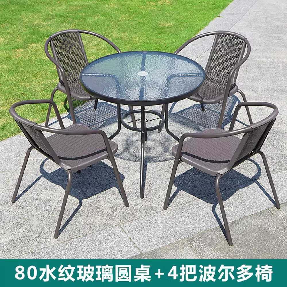 철제 야외 테이블 세트 팔걸이체어 테라스 편의점 80cm 원형 테이블+의자 2개 - 상세 이미지 5