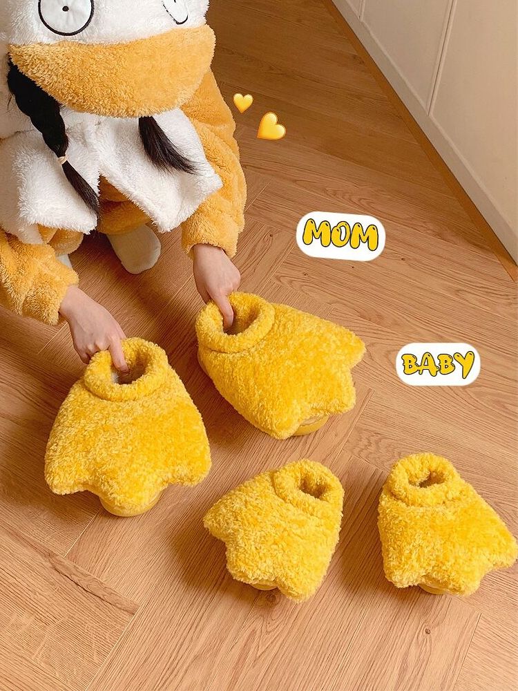 오리발 따뜻한 큰 슬리퍼 겨울 거실 동물 커플 털 여성 - 상세 이미지 2