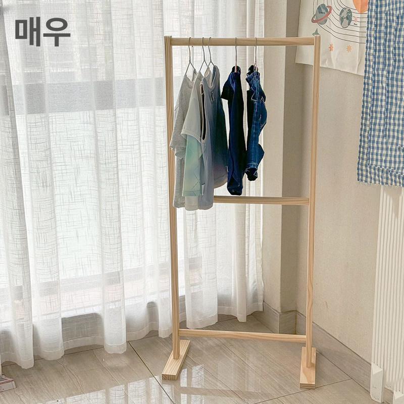 우드행거 미니 스탠드 사무실 원룸 드레스룸 낮은 소형 원목 행거 튼튼 디스플레이 매장 의류 - 상세 이미지 2