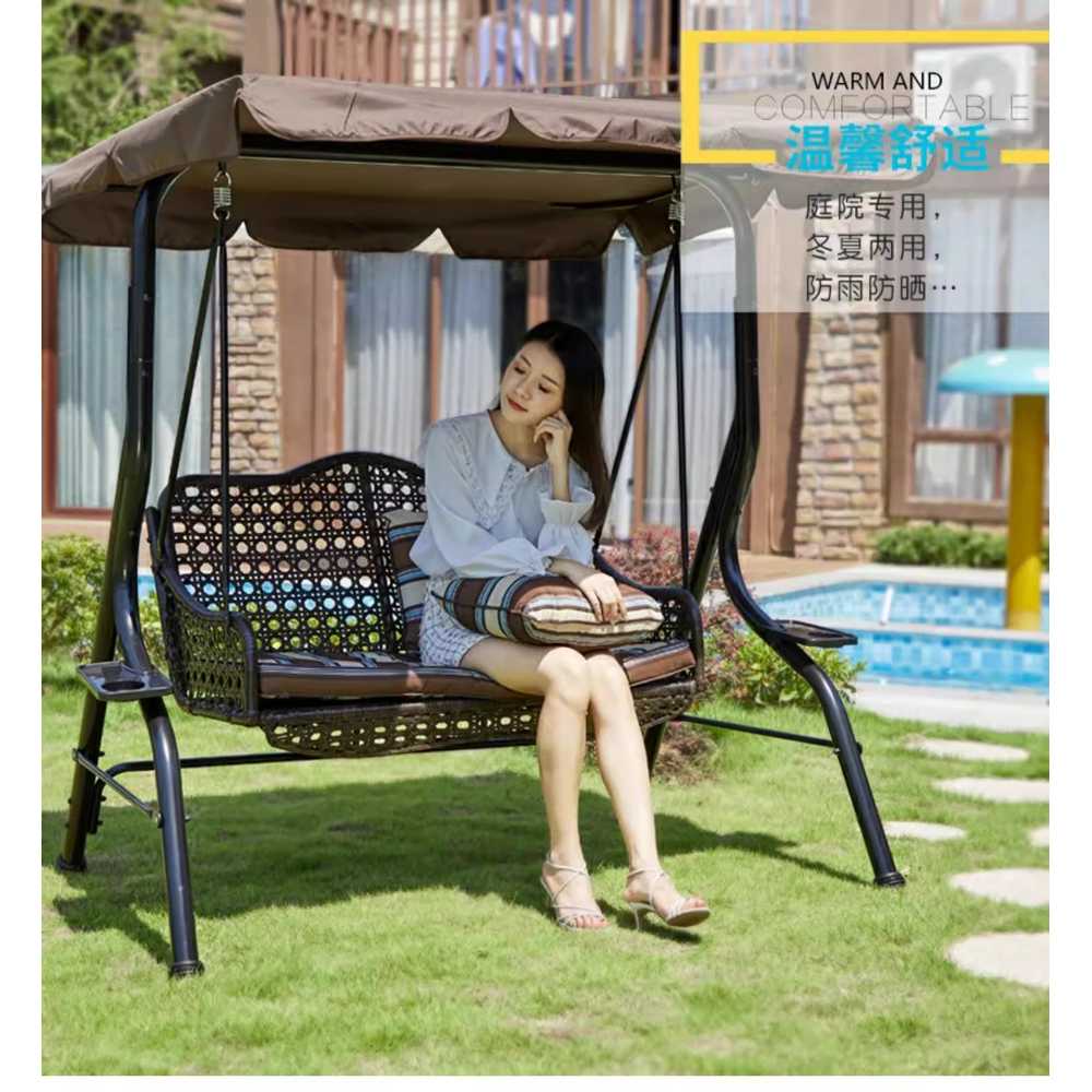 야외 그네 의자 지붕 흔들의자 행잉 격자 라탄 정원 1인용 이미지 6