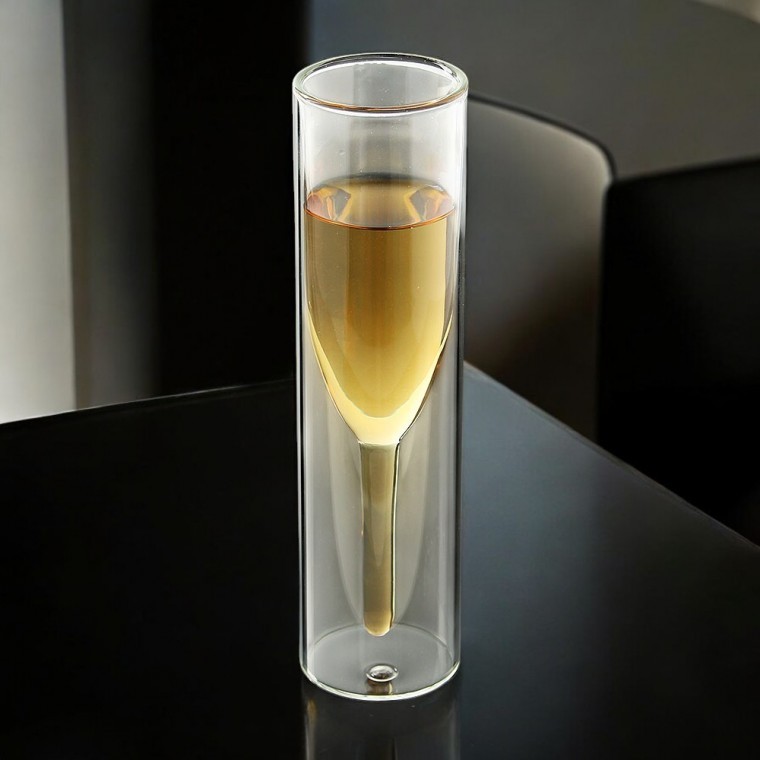 지니몰 스파클링 이중유리 샴페인잔(150ml) 플루트 와인잔 유리컵 - 상품 이미지