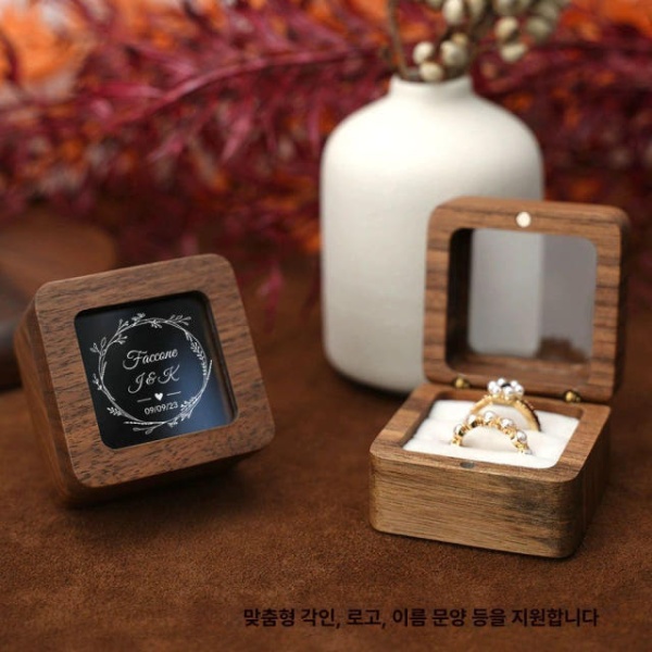 프리미엄 블랙월넛 주얼리함 반지케이스 보석함 목걸이케이스 보물상자 갈색-1인용-실목뚜껑 갈색-1인용-실목뚜껑 - 상품 이미지