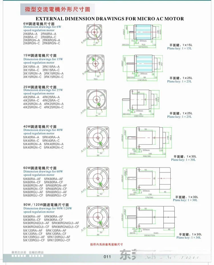 대만 고정 속도 감속 모터 기어 3IK15GN-C 15W