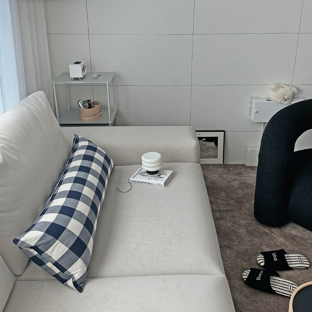 클래식 빅체크 워싱 광목 30수 순면 사각 롱쿠션 긴베개 긴쿠션 바디필로우 커버