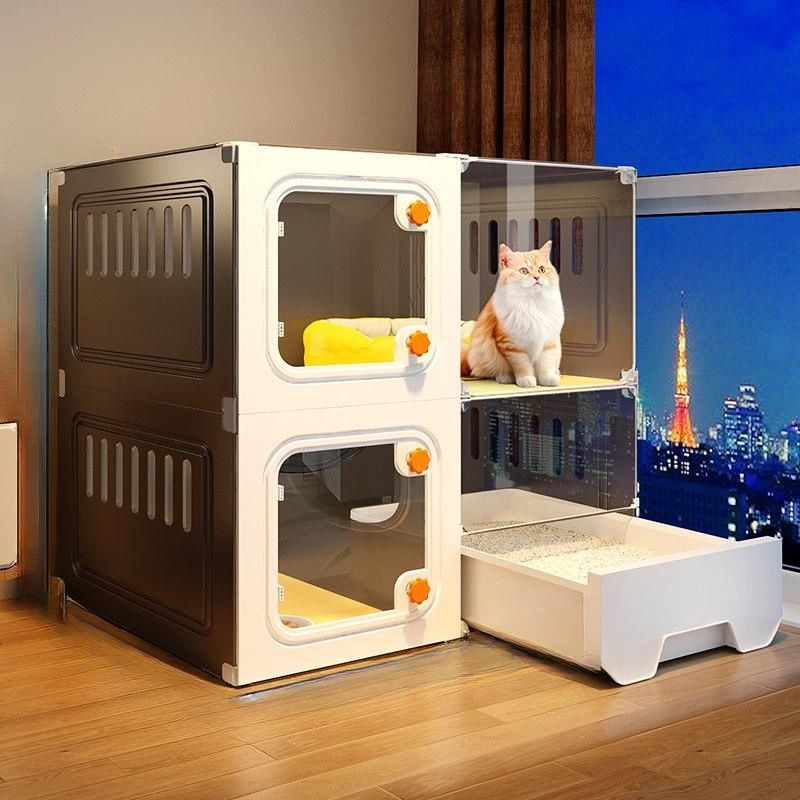 고양이빌라 캣하우스 케이지 고양이 캐비닛 하우스 조립형 놀이터 호텔 숨숨집 빌라 타워 - 상품 이미지