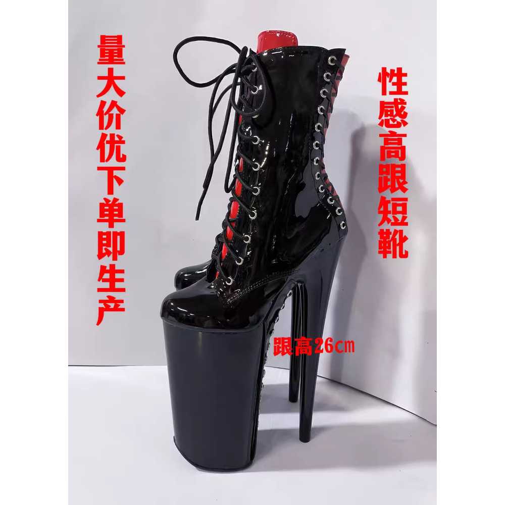하이힐 20cm 킬힐 구두 가보시 여성 무대 웨딩 고급 20cm 블랙/레드 숏부츠/사이즈문의 - 상세 이미지 3