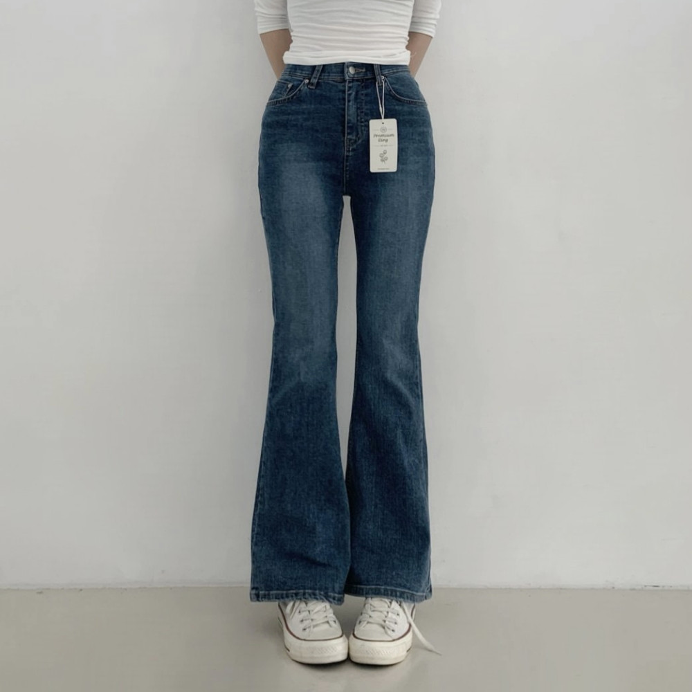 부츠컷 데님 여성 스판 히든밴딩 청바지 봄 가을 진청 세미부츠컷 진 S~XL - 상품 이미지