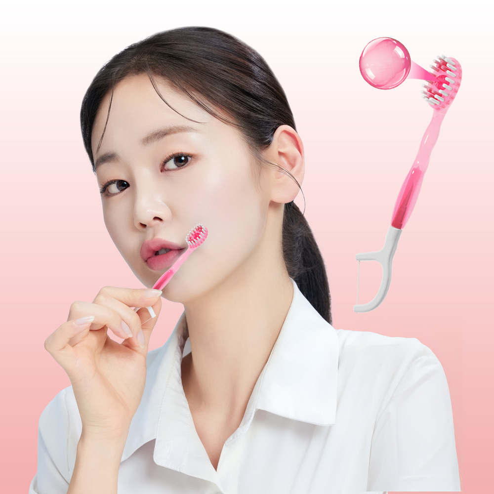 퀵클린 딸기향 물없이 사용하는 일회용 미니 칫솔 휴대용 여행용 개별포장 10개입, 5개 - 상세 이미지 2