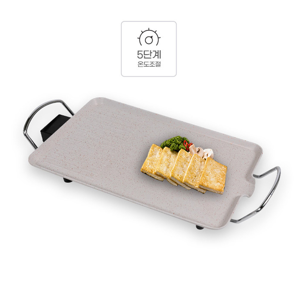 와이드 전기그릴 37cm 테이블 그릴팬 5단 급속가열 1500W 가정용 캠핑용 - 상세 이미지 5