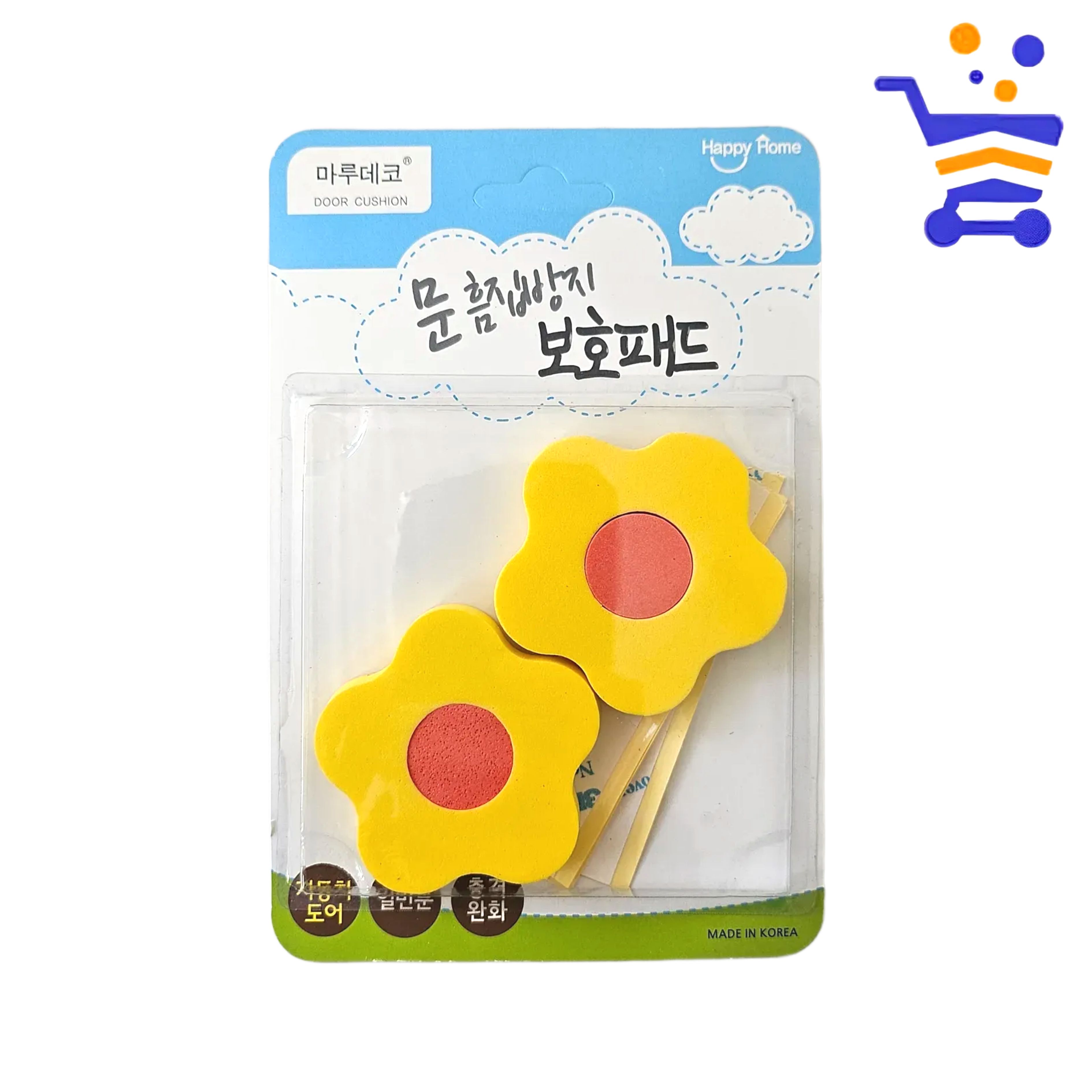 문 흠집방지 보호패드 플라워형 2개입 도어쿠션 문쾅방지 벽보호패드 충격흡수 소음감소 - 상품 이미지