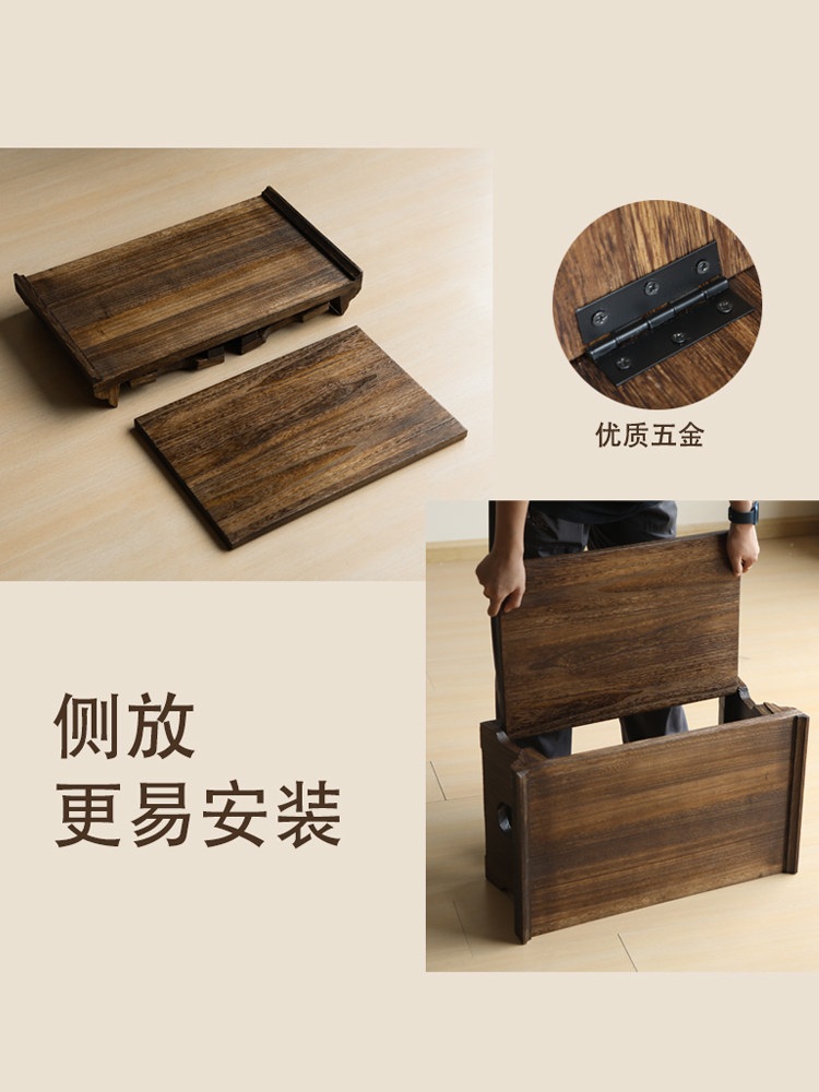 인테리어 테이블 원목 좌식 다도 독서 다과상 전용 접이식 낮은탁자 찻집 좌식 소형 60x35x23cm - 상세 이미지 3