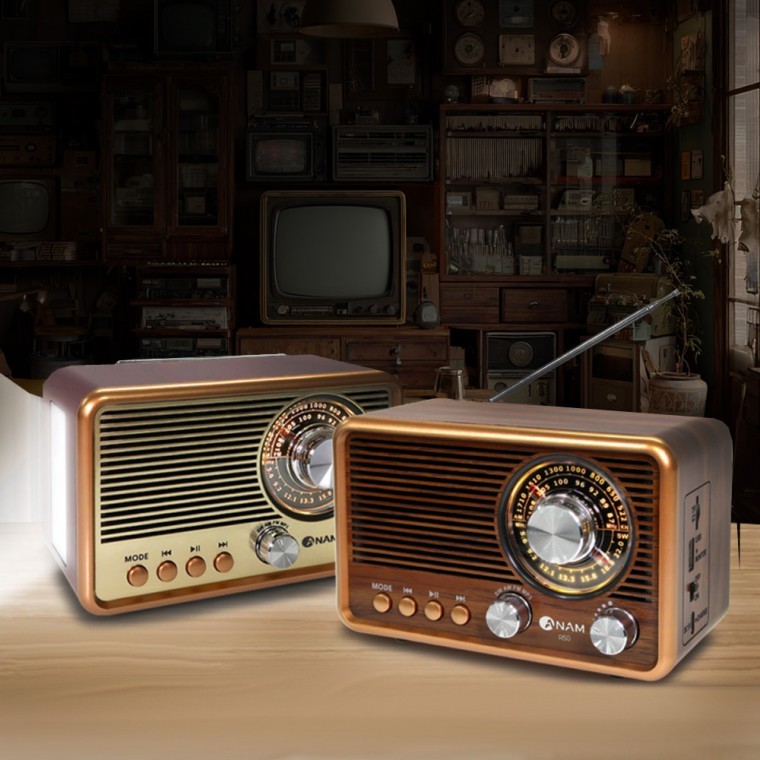 아남R50 빈티지 레트로 라디오 MP3 블루투스 스피커 랜턴등 FM 손전등 - 상품 이미지