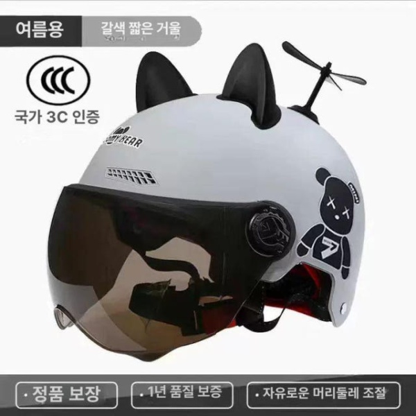 최신형 통풍 귀여운 여름용 사계절용 헬멧 스쿠터 헬맷 원색무광검정미러없음 - 상세 이미지 5