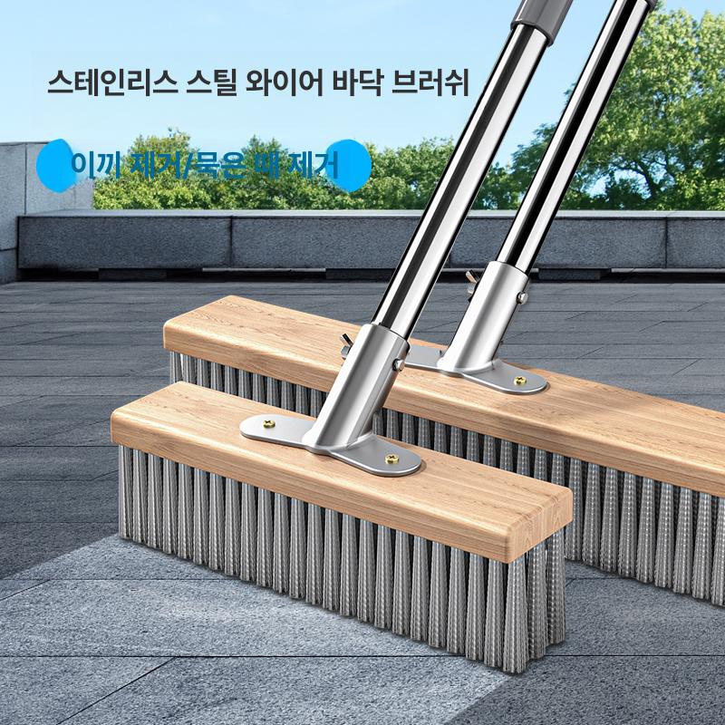 바닥 쇠브러시 화장실 청소용 스테인레스 브러시 야외용 20cm 세트 헤드+커넥터+강화봉 - 상세 이미지 2