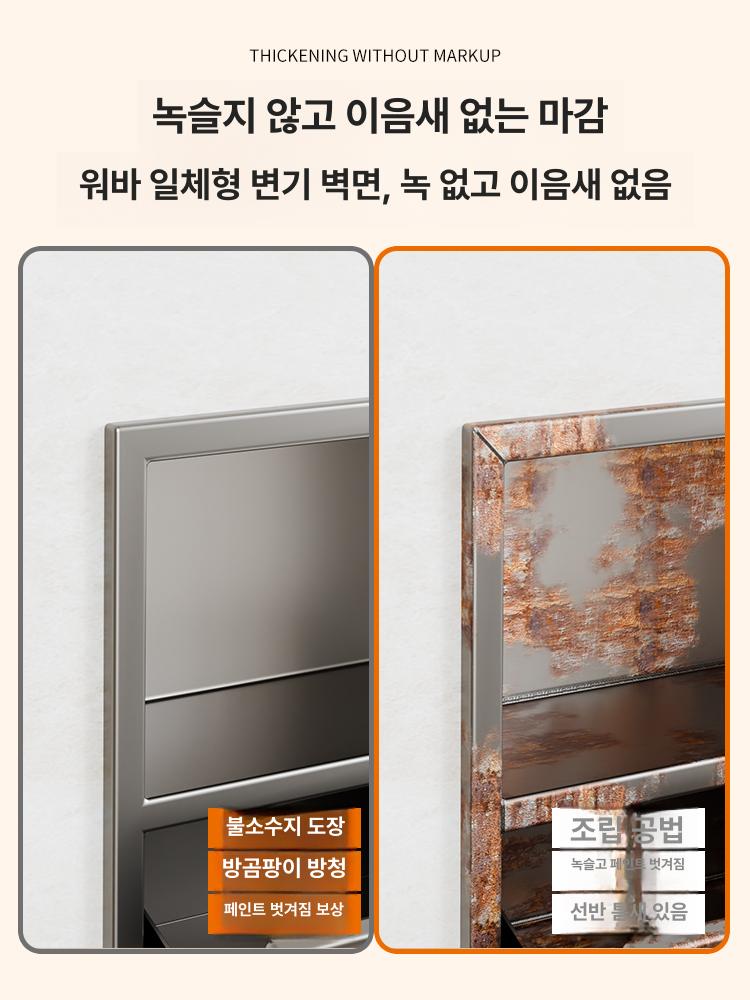 화장실 수납장 반투명 상부장 벽걸이 가림막 휴지걸이 2단 풀 건메탈그레이 532x224x140mm - 상세 이미지 3