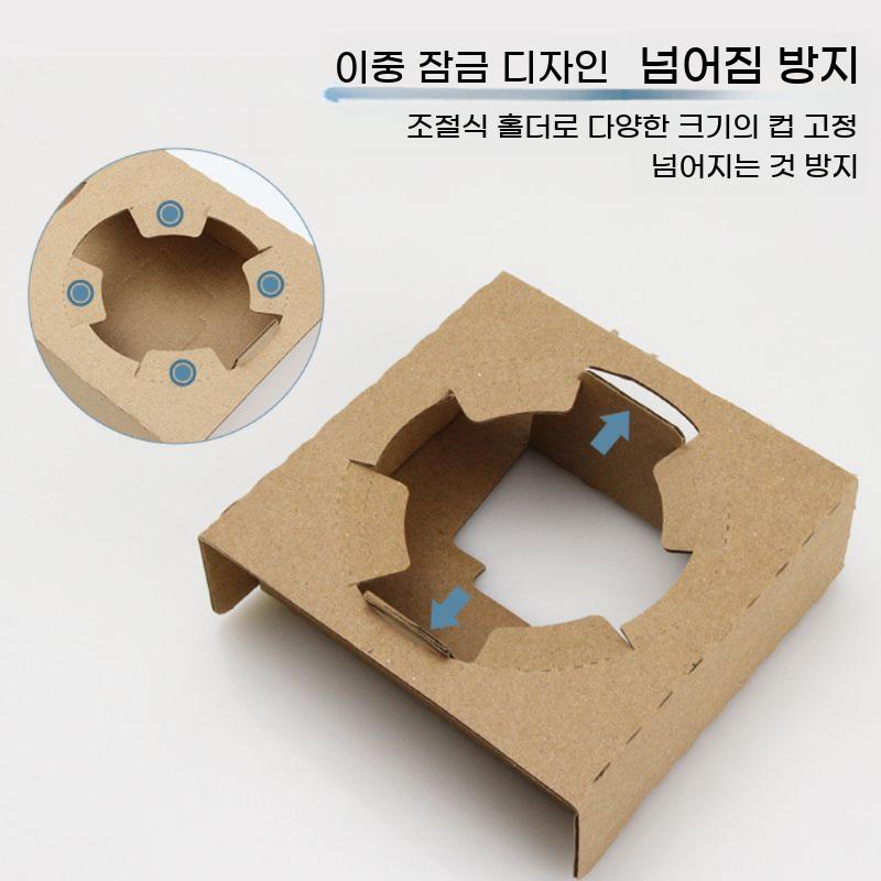 2구 음료 100개 카페포장 컵홀더 테이크아웃 트레이 종이 거치대 커피 홀더 배달 캐리어 - 상세 이미지 3