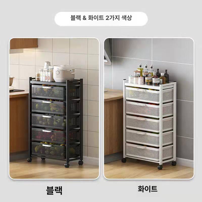 이동식 틈새 수납장 철제트롤리 야채 트레이 보관 정리함 욕실 바퀴달린 - 상세 이미지 2