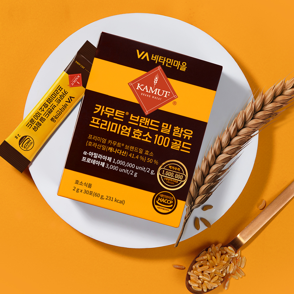 [멤버십 10% 슈퍼적립/6개월분] 비타민마을 100만 역가수치 카무트 브랜드밀 프리미엄 효소 100 골드 30포, 6개 이미지 3