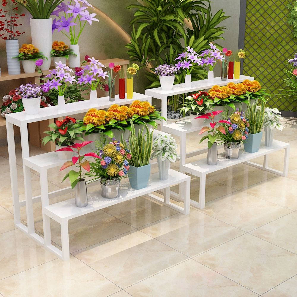 철제 화분받침대 플랜트 거치대 바퀴 달린 멜란지컬러 3단 120 x 72x90 블랙+라이트월넛 - 상세 이미지 5