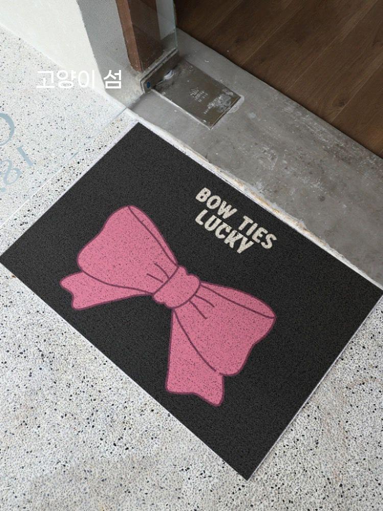 귀여운 도어매트 핑크 발판 매트 욕실 발코니 현관 입구 발매트 리본 - 상세 이미지 3