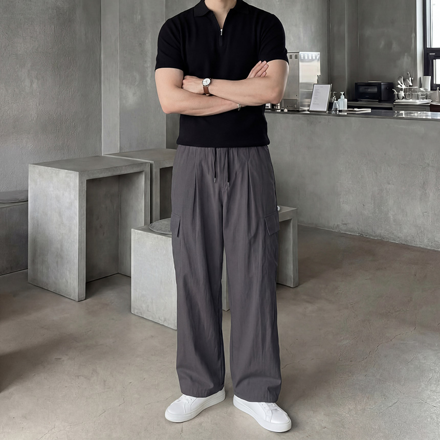 남자밴딩팬츠 남자카고팬츠 핀턱와이드 이미지 6