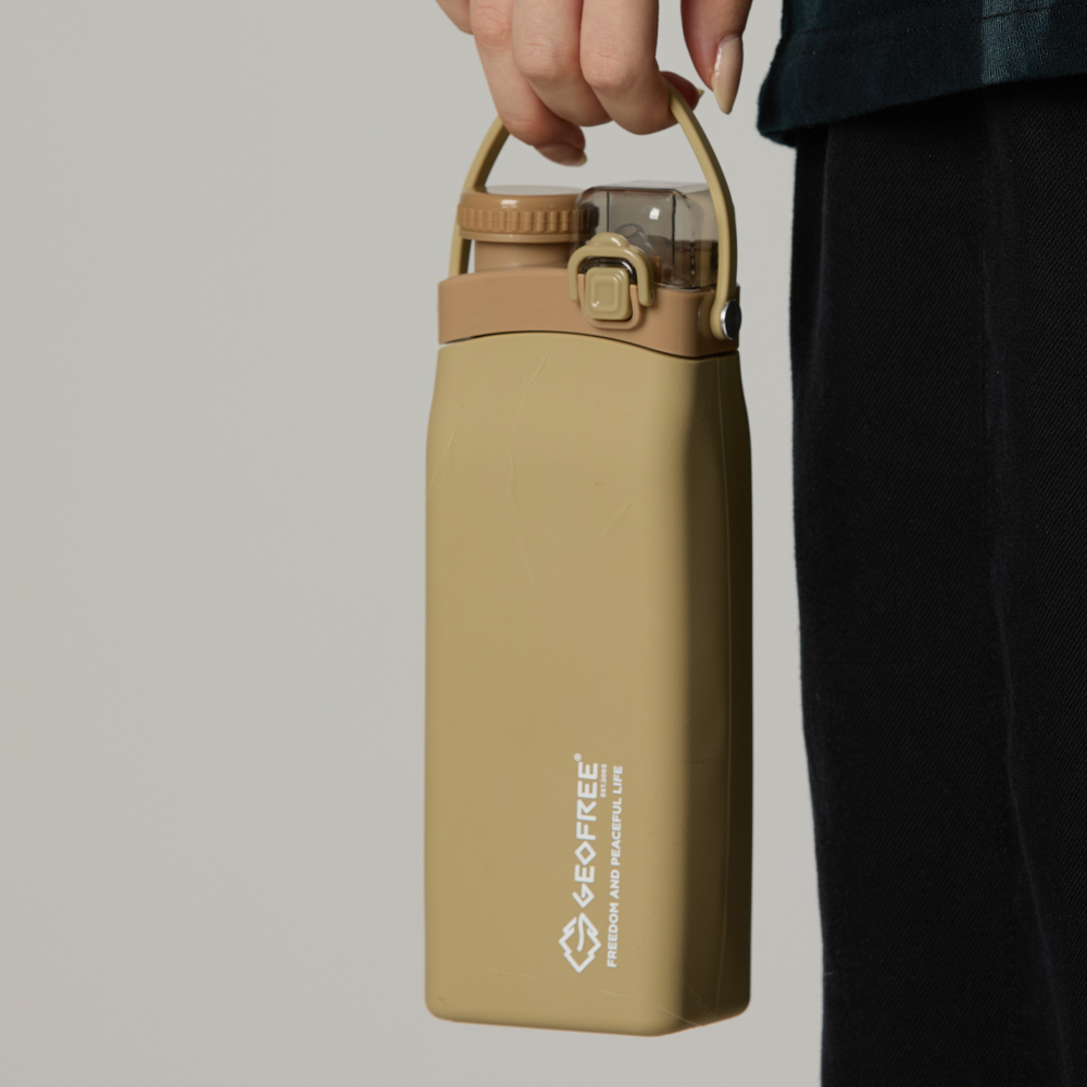 지오프리 실리콘 물병 접이식 롤업 초경량 등산 러닝 캠핑 600ml, 베이지 - 상세 이미지 3