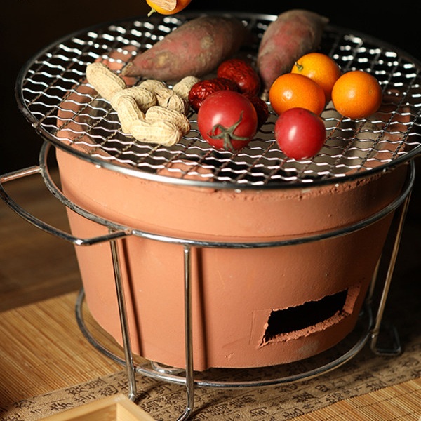 소형 일본식 화로 1인용 혼밥 미니화로 규카츠 숯불 구이 바베큐 내열토기 높이14cm - 상세 이미지 3