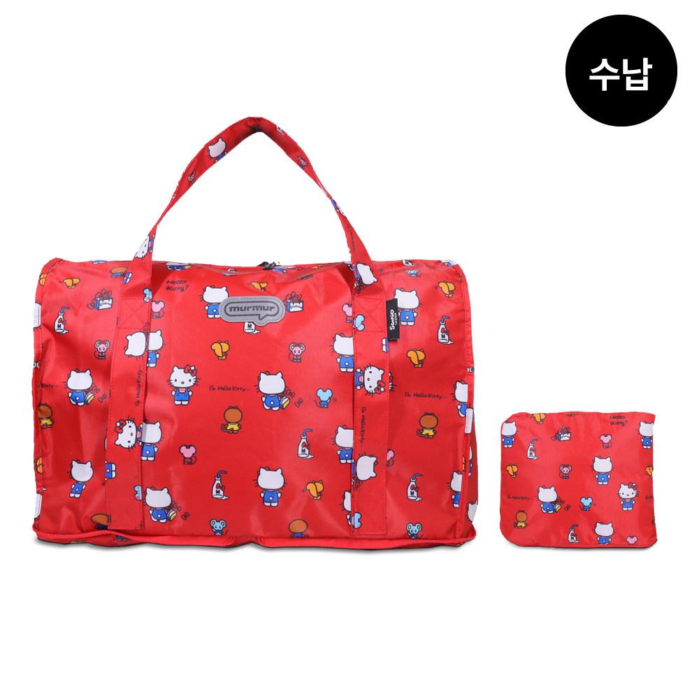 키티 접이식 여행 가방 캐리어 핸드백 수하물 수납 숄더백 에코백 공항 비행기 보조 보스턴백 KT 레드 접이식 대형 - 상세 이미지 2