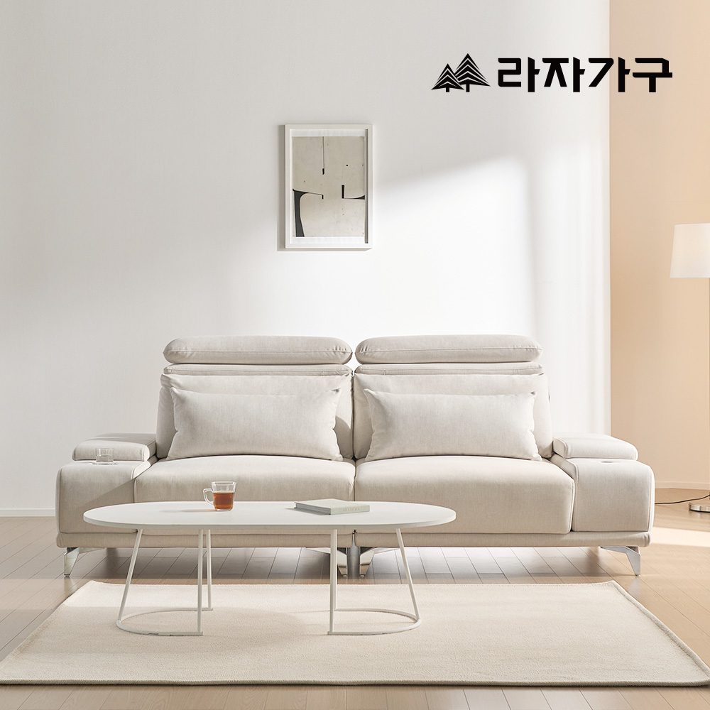 라자가구 레노 슬라이딩 리클라이너 모션 3세대 헤드레스트 4인 패브릭 소파
