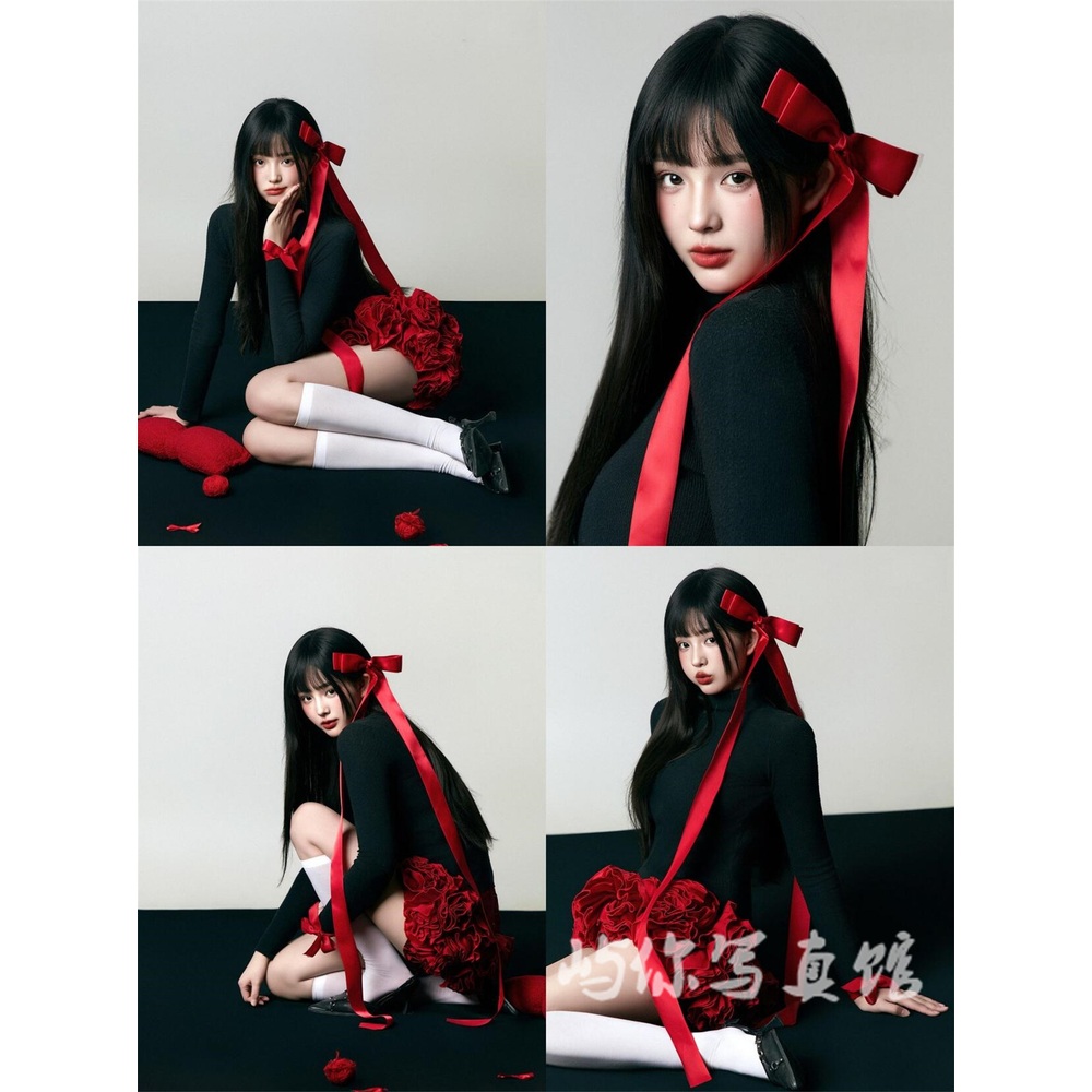 촬영의상 스튜디오촬영용 블랙 플라워 원피스 컨셉촬영 드레스 - 상세 이미지 5