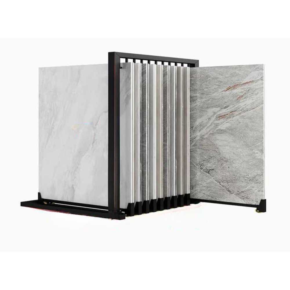 타일 전시대 철제 대리석 슬라이딩 타일걸이 슬롯 600x600mm 20장 수용/10단 - 상품 이미지