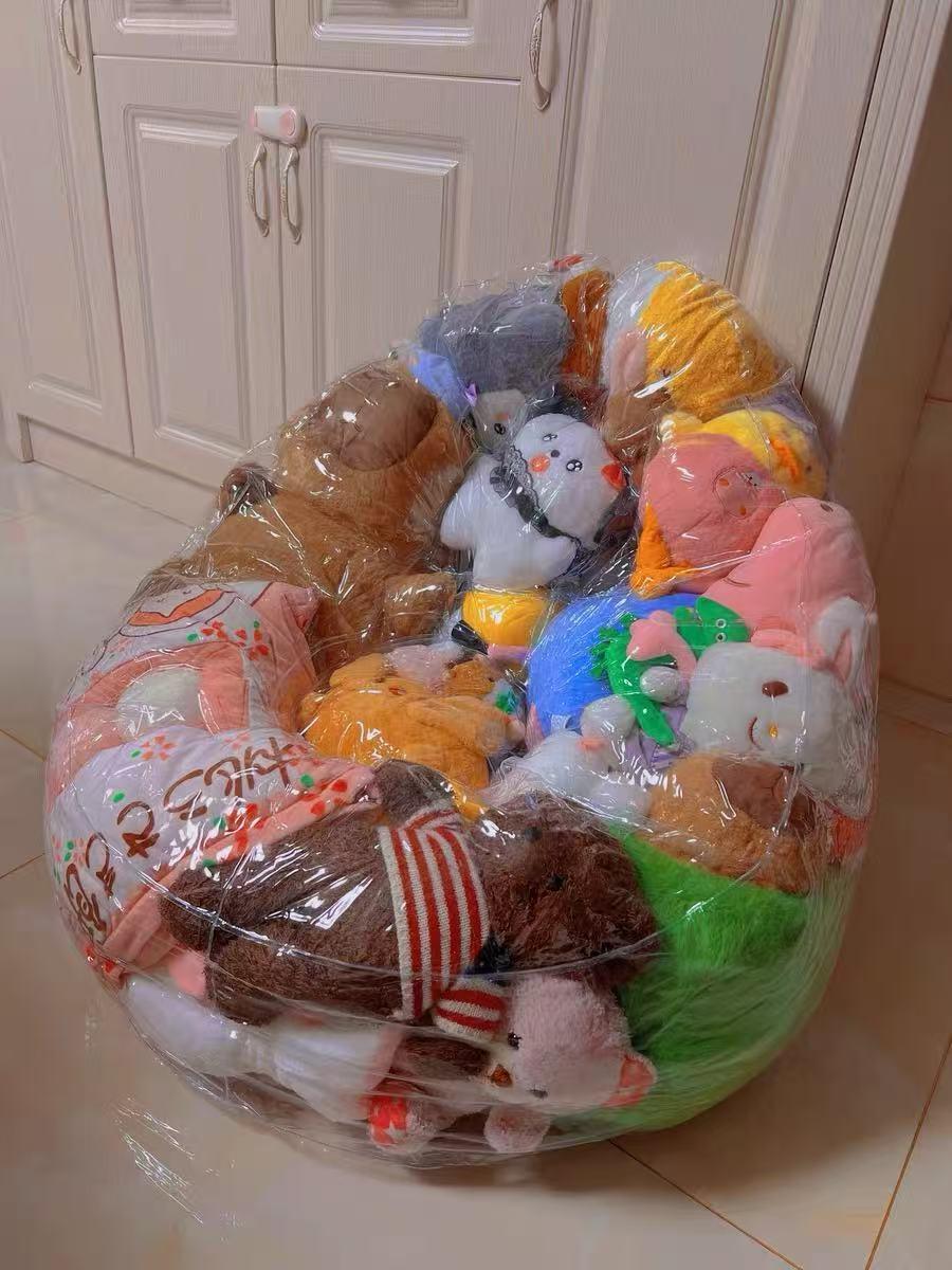 투명 일회용 용기 딸기 케이크 인형 주머니 PVC 수납 투명 393 지퍼형 70 x 65cm - 상세 이미지 3