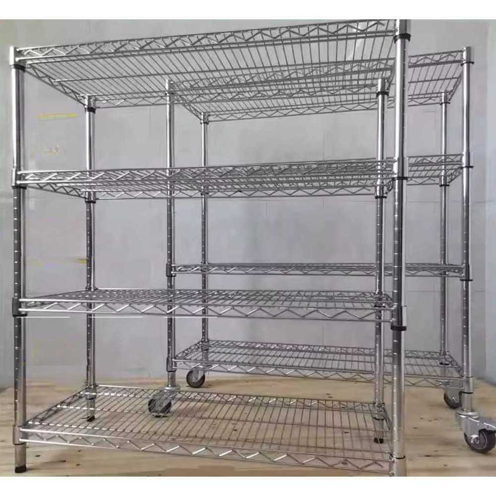 메탈랙 거실 베란다 이동식트롤리 바퀴 가판대 클린룸 757x355mm 1100mm/3단/휠 있음 - 상품 이미지