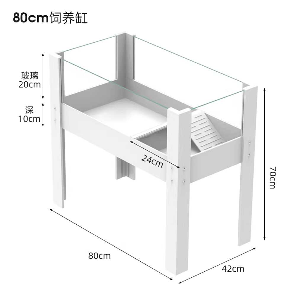 반수생 수조 거북 하우스 탁상 오픈형 관상어 투명 60cm 기본 케이스 이미지 8