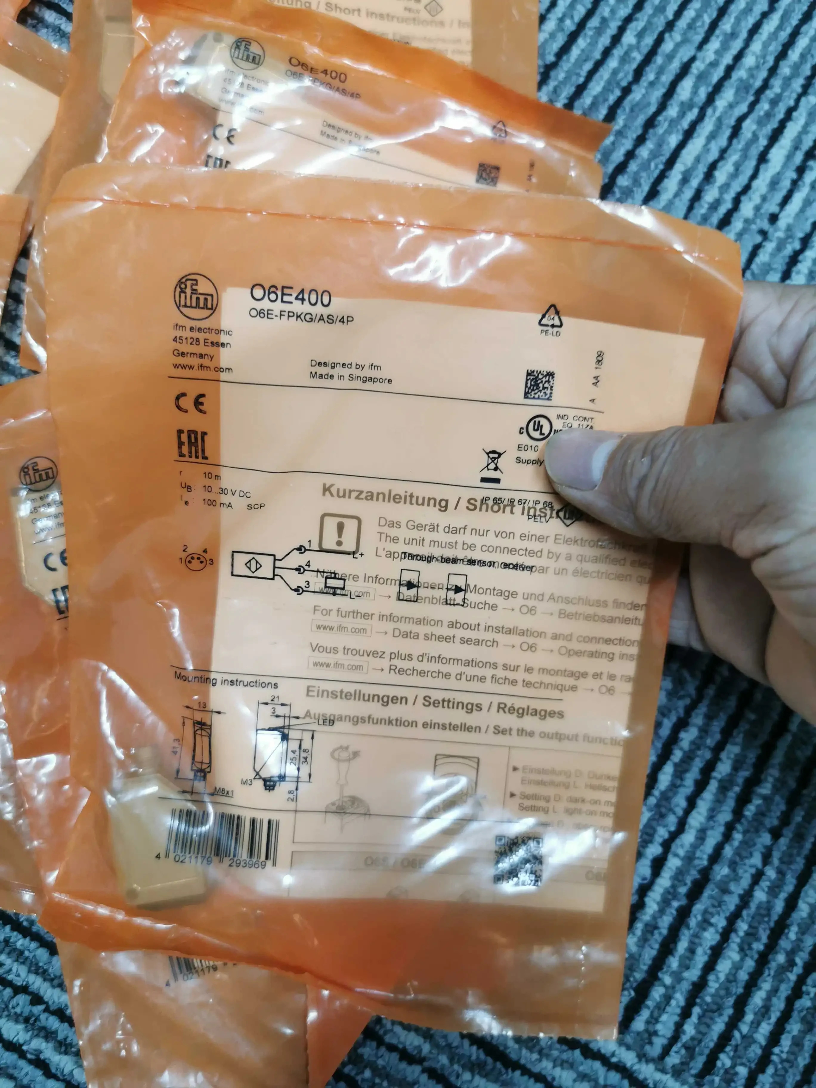 오리지널 IFM 센서 06S400 O6E400